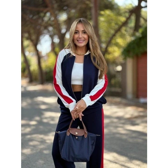 Kadın Hakim Yaka şerit Detay Hırka Ve Bol Paça Pantolon Ikili Takım