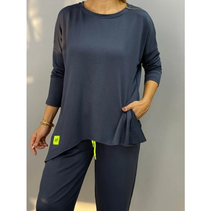 Kadın Iki Iplik Viskon Pamuk Kumaş Arma Detaylı Ikili Takım