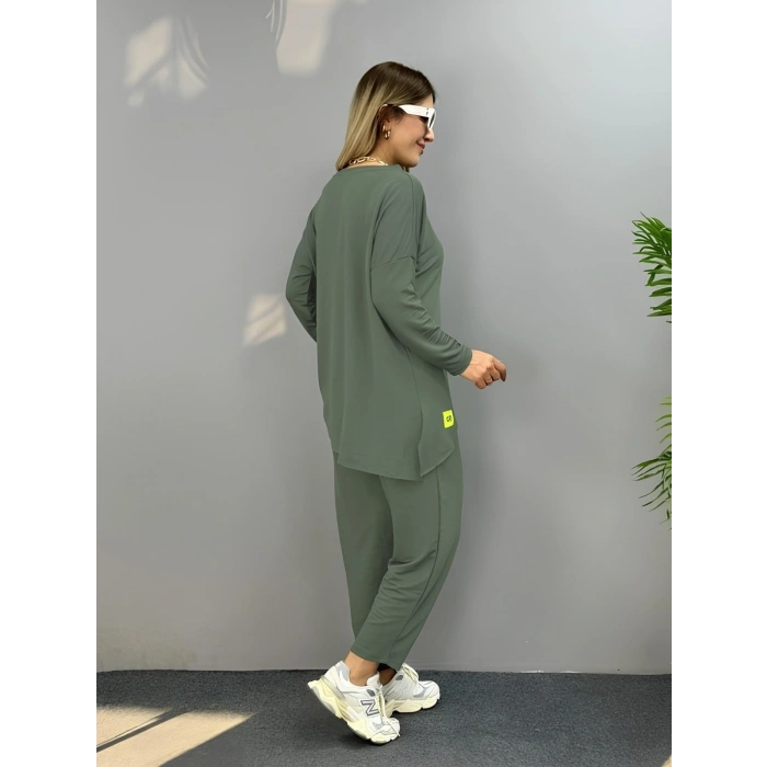 Kadın Iki Iplik Viskon Pamuk Kumaş Arma Detaylı Ikili Takım