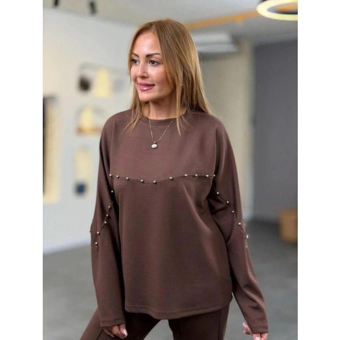 Kadın Inci Detay Modal Kumaş Ikili Takım