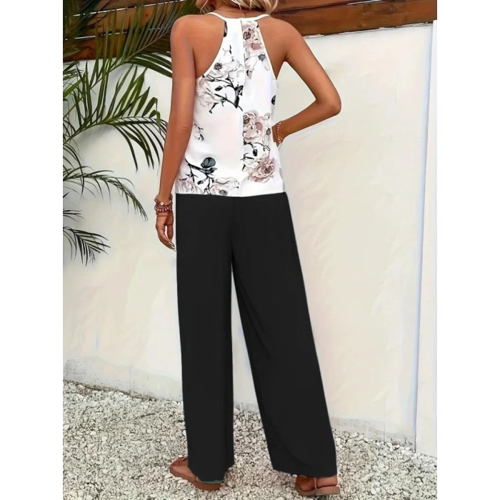 Kadın Ip Askılı V Yakalı Süprem Bluz Ve Aerobin Pantolon Ikili Takım