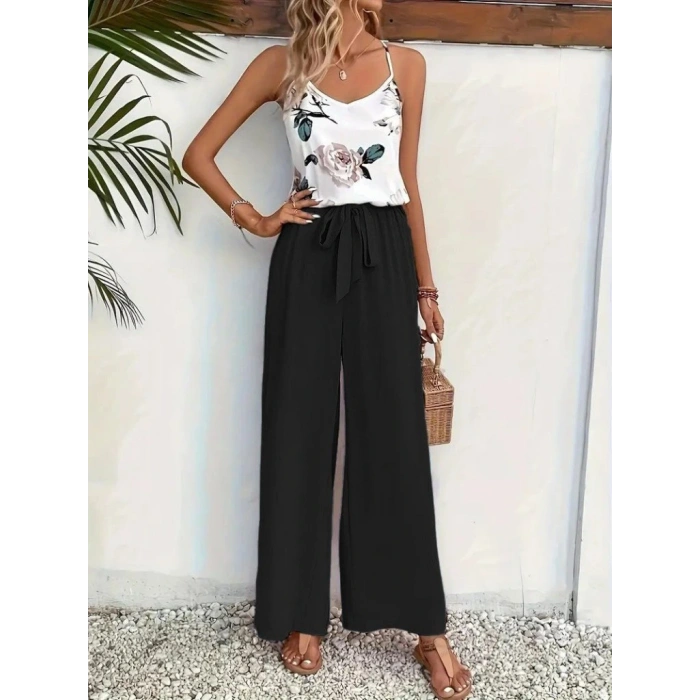 Kadın Ip Askılı V Yakalı Süprem Bluz Ve Aerobin Pantolon Ikili Takım