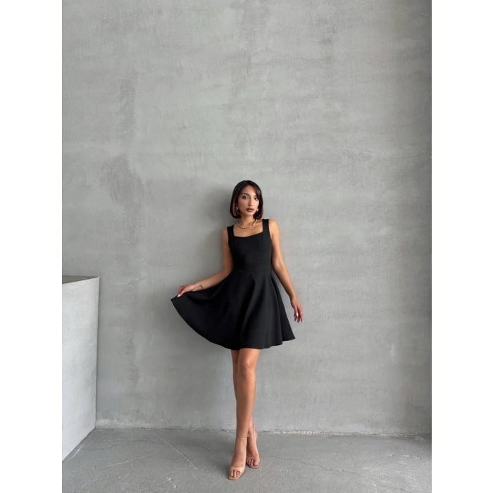 Kadın kare yaka kısa elbise s251188