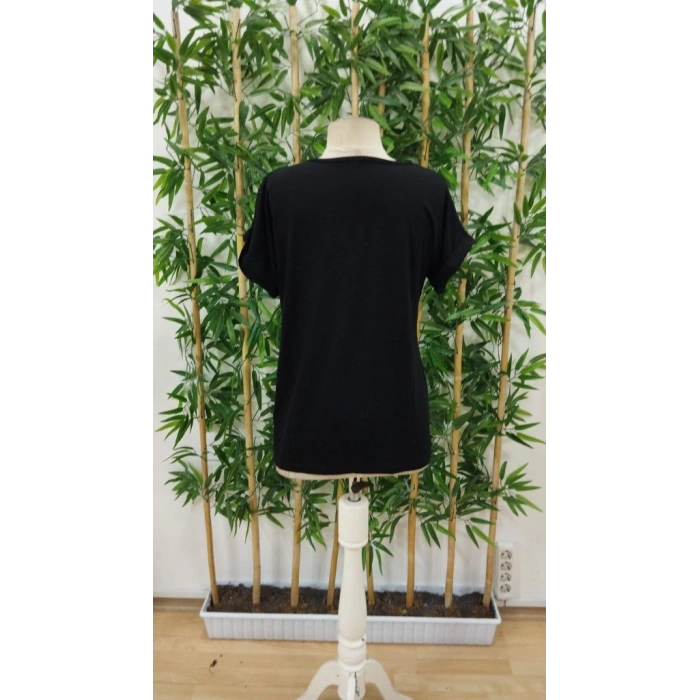 Kadın Kısa Kollu Bisiklet Yaka Dantel Detaylı Viskon Bluz