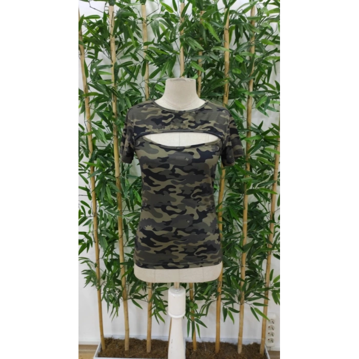 Kadın Kısa Kollu Bisiklet Yaka Dekolteli Süprem Bluz