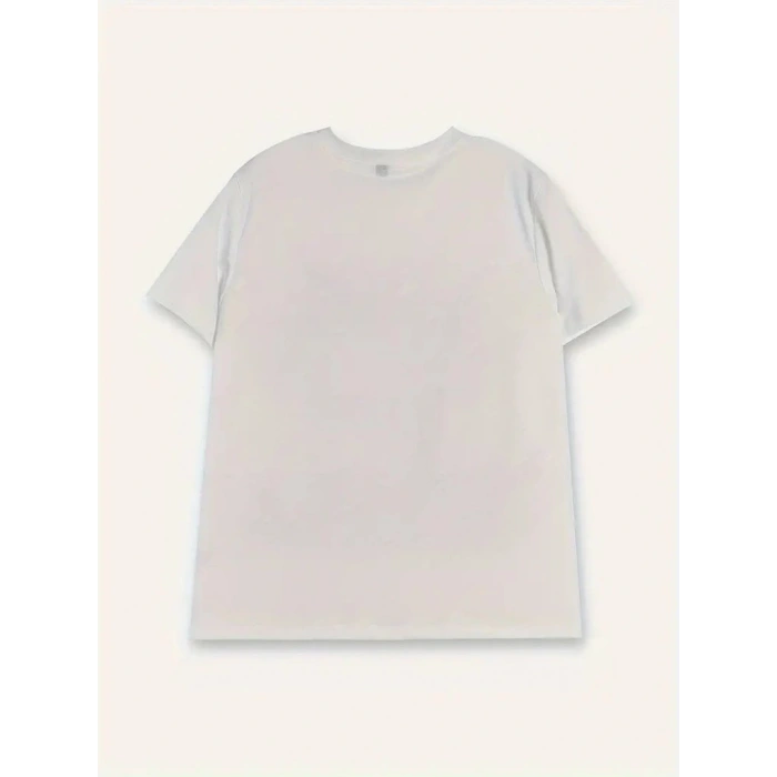 Kadın Kısa Kollu Bisiklet Yaka Kedi Baskılı Süprem Bluz