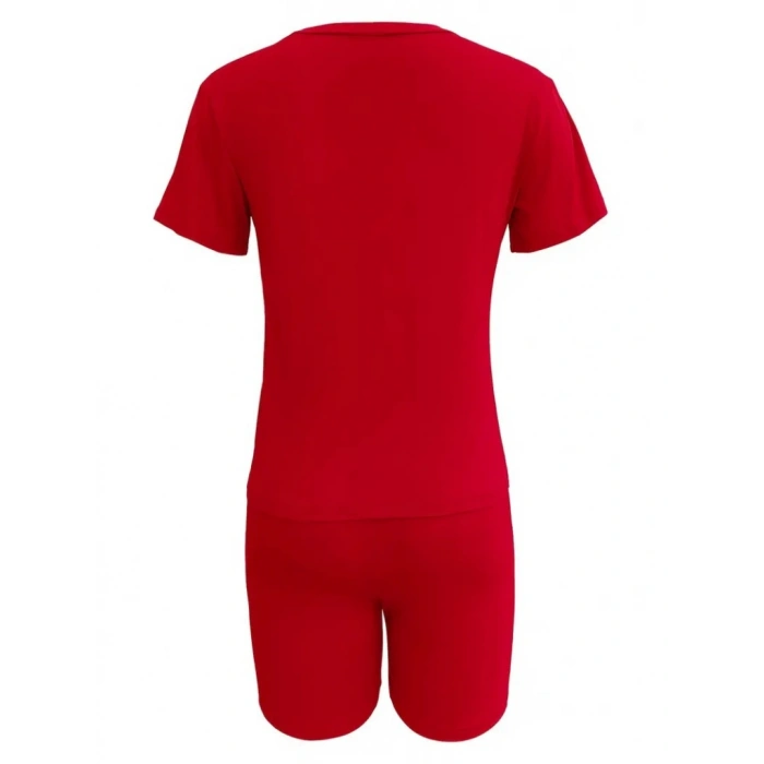 Kadın Kısa Kollu çapa Baskılı Viskon Ikili Takım