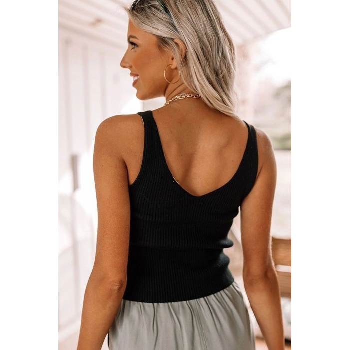 Kadın Kolsuz Yuvarlak Yaka Triko Bluz