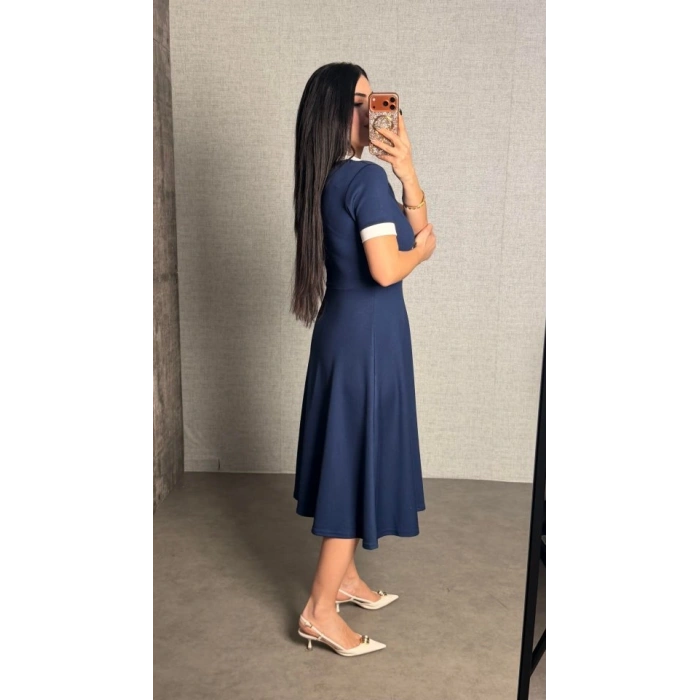 Kadın Polo Yaka Fermuar Detaylı odal idi Elbise