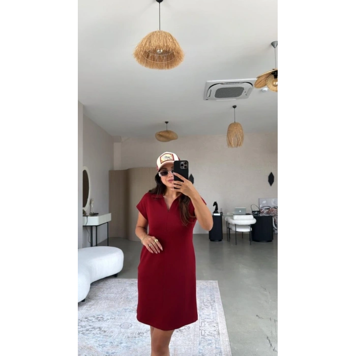 Kadın Polo Yaka Mini Elbise