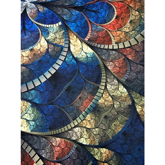 Kadın Sıfır Kol Yuvarlak Yaka Karışık Renkli Baskılı Süprem Bluz