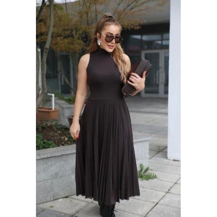 Kadın Triko Plise Ve Tül Detay Iki Parça Elbise