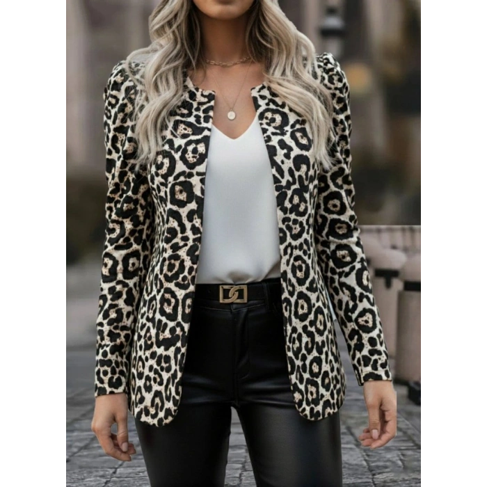 Kadın Uzun Kollu Alın Omuz önü Açık şardonlu Dalgıç Ceket