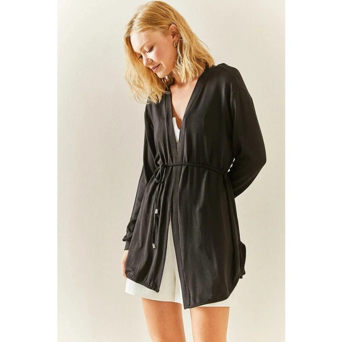 Kadın Uzun Kollu Bağcık Detay Hırka