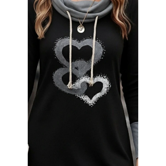 Kadın Uzun Kollu Balıkçı Yaka Bağcıklı Iki Iplik Elbise