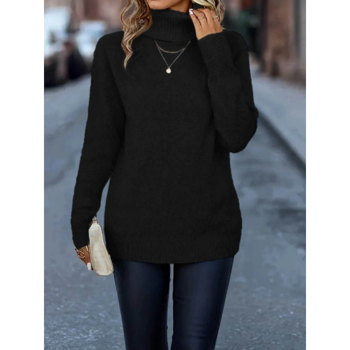 Kadın Uzun Kollu Balıkçı Yaka Triko Bluz