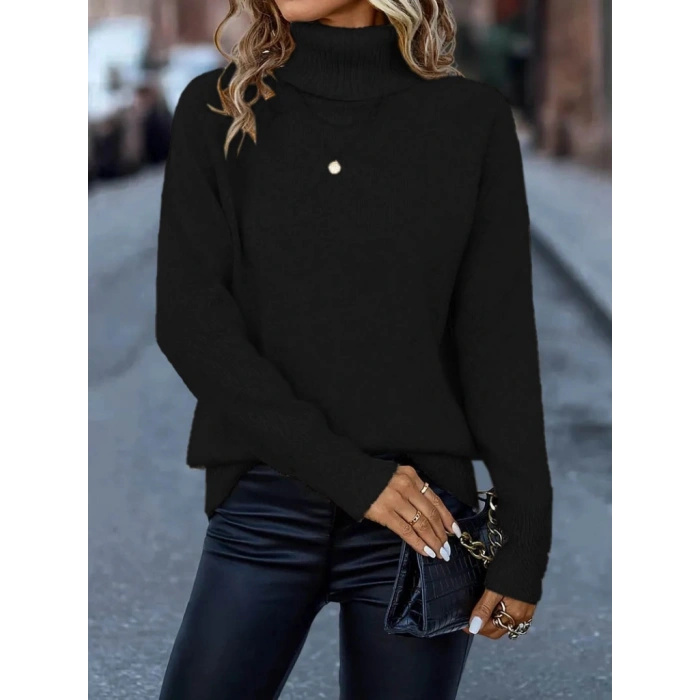 Kadın Uzun Kollu Balıkçı Yaka Triko Bluz