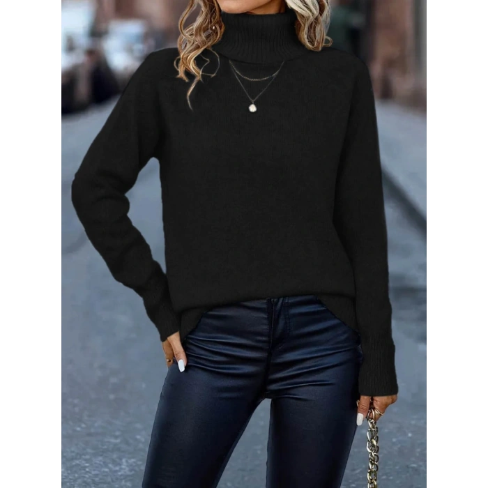 Kadın Uzun Kollu Balıkçı Yaka Triko Bluz