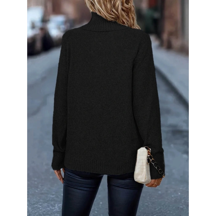 Kadın Uzun Kollu Balıkçı Yaka Triko Bluz