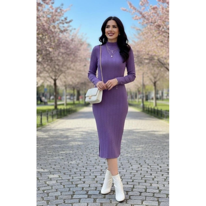 Kadın Uzun Kollu Balıkçı Yaka Triko Elbise