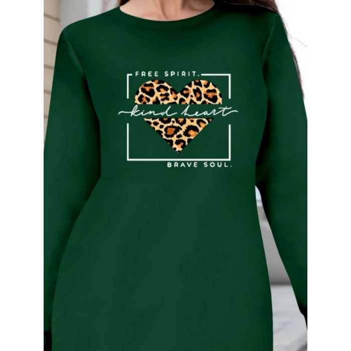 Kadın Uzun Kollu Bisiklet Yaka Desenli Viskon Iki Iplik Bluz