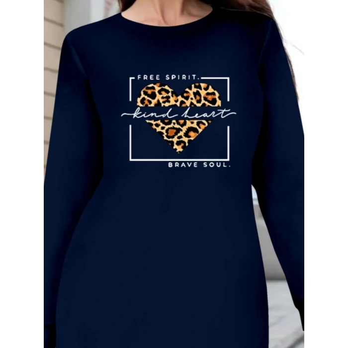 Kadın Uzun Kollu Bisiklet Yaka Desenli Viskon Iki Iplik Bluz