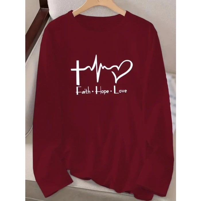 Kadın Uzun Kollu Bisiklet Yaka Desenli Vskon Bluz