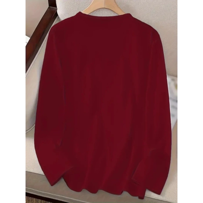 Kadın Uzun Kollu Bisiklet Yaka Köpek Resimli Viskon Bluz