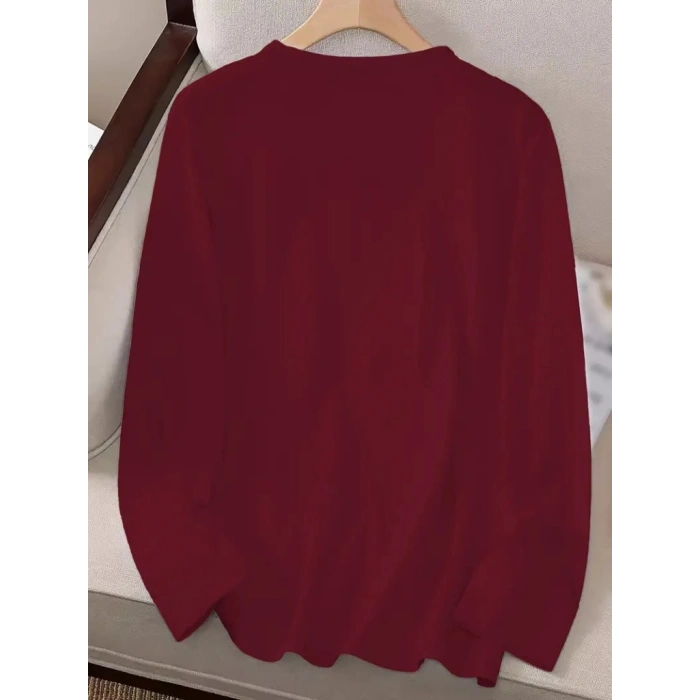 Kadın Uzun Kollu Bisiklet Yaka Kurukafa Desenli Viskon Bluz