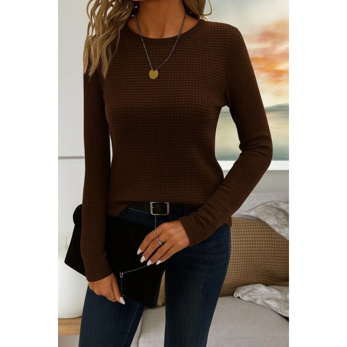 Kadın Uzun Kollu Bisiklet Yaka Triko Kazak