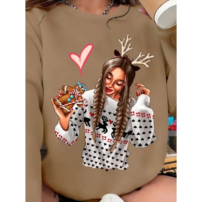 Kadın Uzun Kollu Bisiklet Yaka Viskon Iki Iplik Bluz