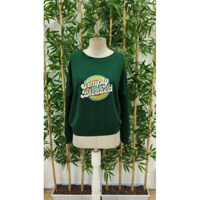 Kadın Uzun Kollu Bisiklet Yaka Viskon Iki Iplik Bluz