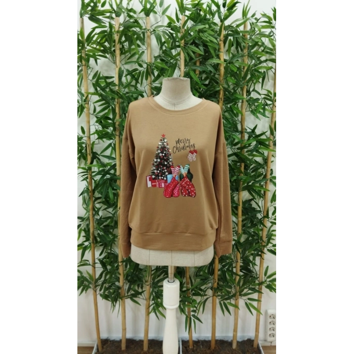 Kadın Uzun Kollu Bisiklet Yaka Viskon Iki Iplik Bluz