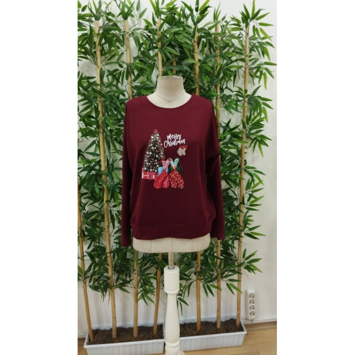 Kadın Uzun Kollu Bisiklet Yaka Viskon Iki Iplik Bluz