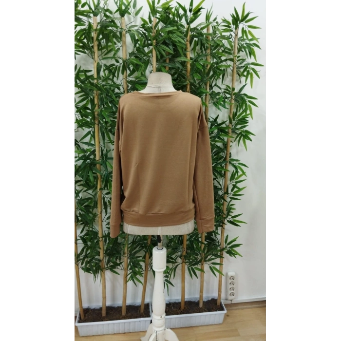 Kadın Uzun Kollu Bisiklet Yaka Viskon Iki Iplik Bluz