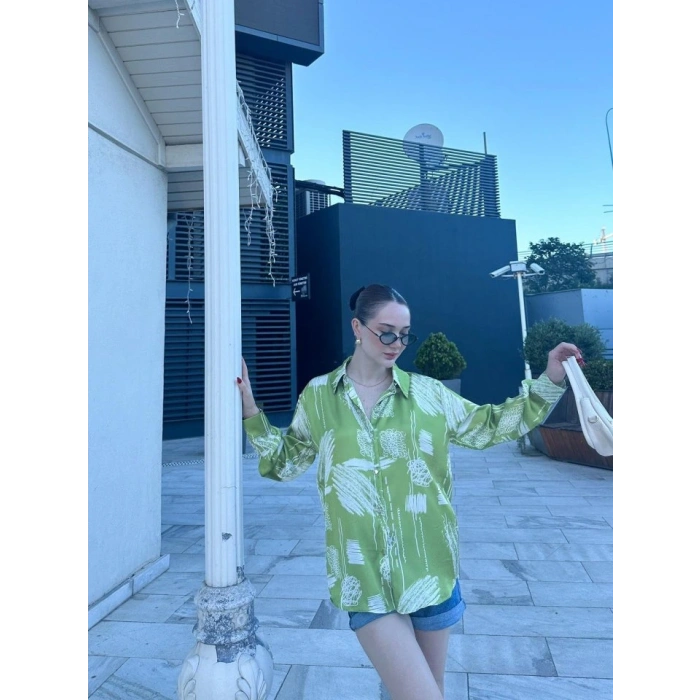 Kadın Uzun Kollu Dijital Baskılı alaş aten Gömlek