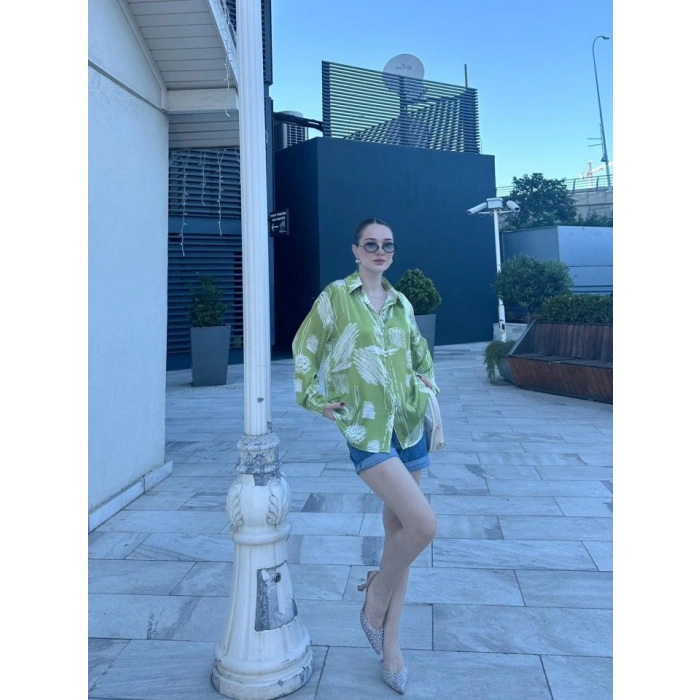 Kadın Uzun Kollu Dijital Baskılı alaş aten Gömlek