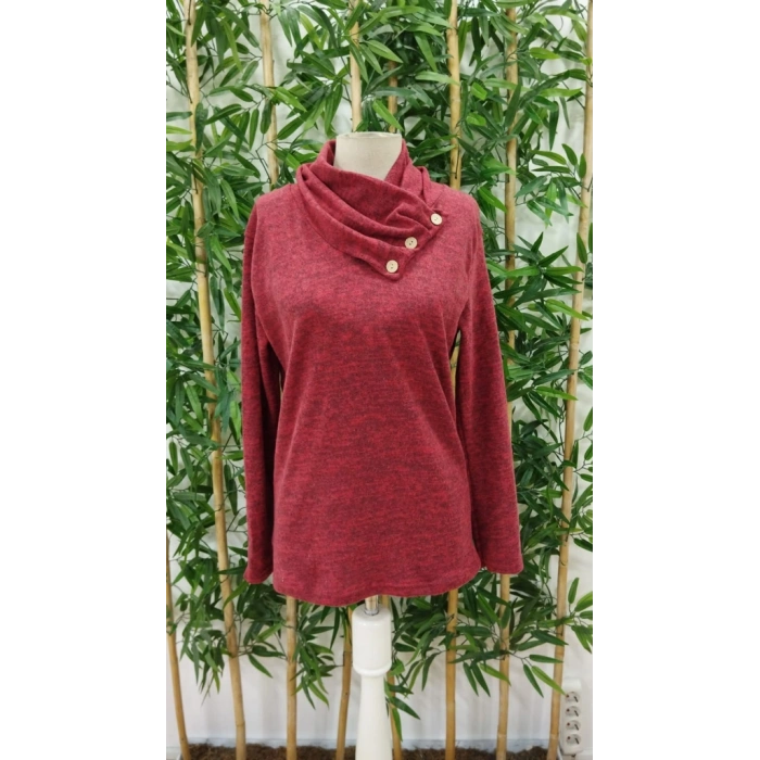 Kadın Uzun Kollu Kapişon Yaka Düğmeli Yumoş Bluz