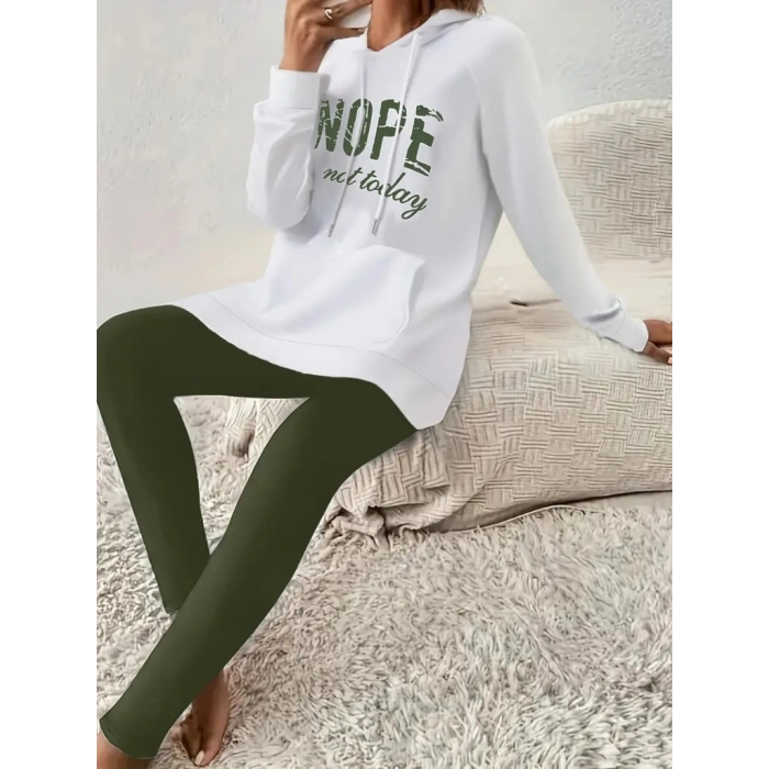 Kadın Uzun Kollu Kapşonlu Bağcıklı Viskon Iki Iplik Sweat