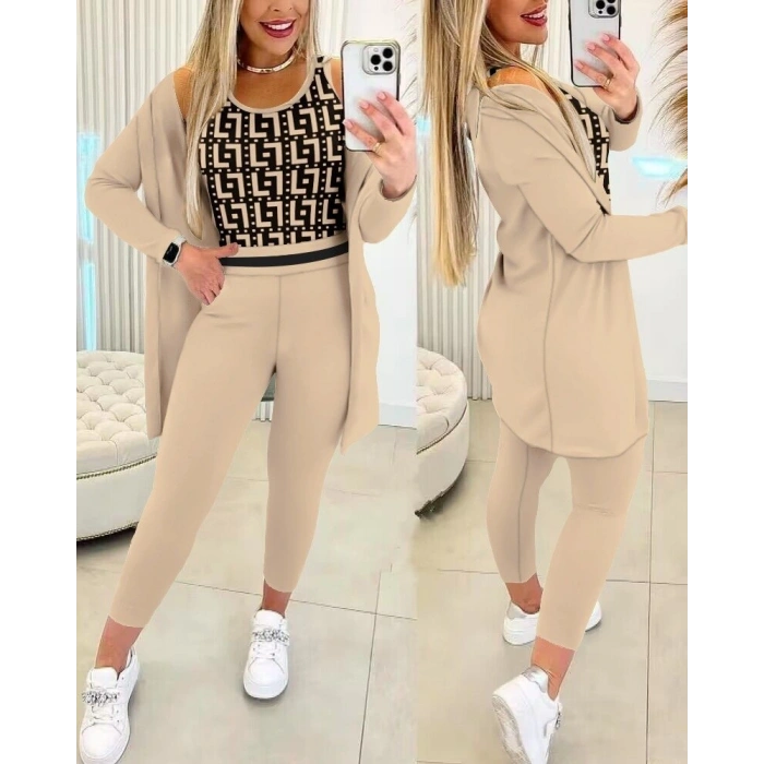 Kadın Uzun Kollu Krep üçlü Takım