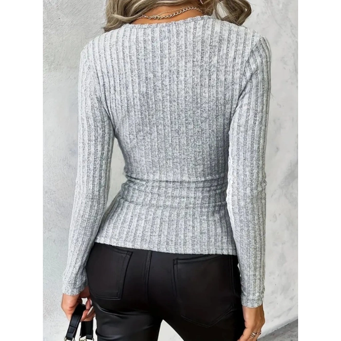 Kadın Uzun Kollu Kruvaze Yaka Yandan Düğme Detaylı şardonlu Kaşkorse Bluz