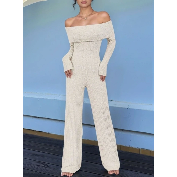 Kadın Uzun Kollu Madonna Yaka şardonlu Kaşkorse Tulum