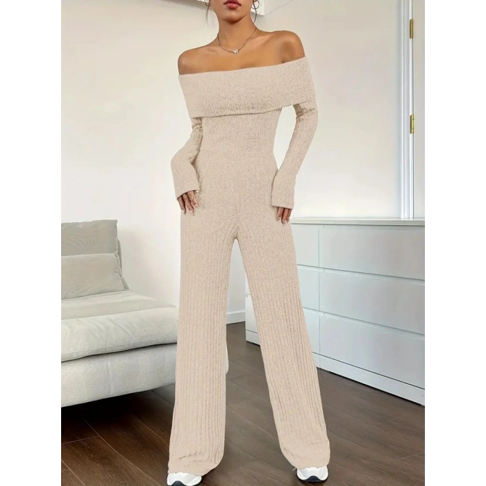 Kadın Uzun Kollu Madonna Yaka şardonlu Kaşkorse Tulum