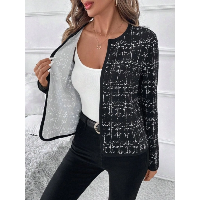 Kadın Uzun Kollu önü Açık şanel Kısa Ceket