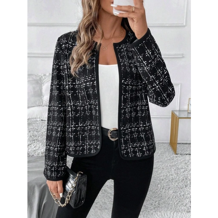 Kadın Uzun Kollu önü Açık şanel Kısa Ceket