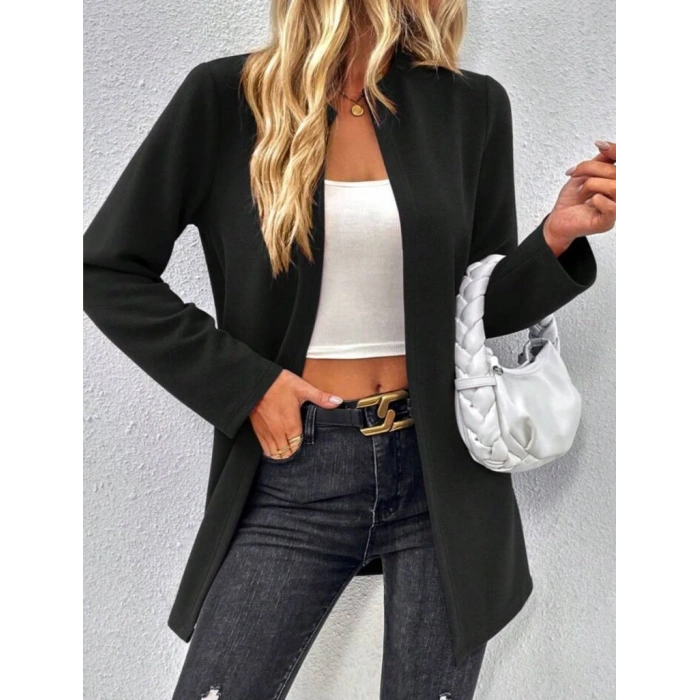 Kadın Uzun Kollu önü Açık Uzun Modal Ceket
