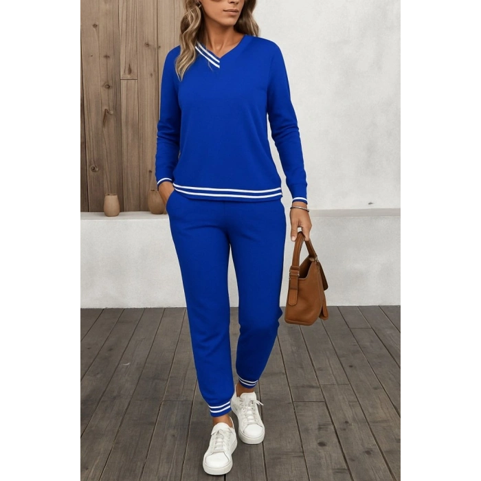 Kadın Uzun Kollu Ribana Detay Viskon Iki Iplik Ikili Takım