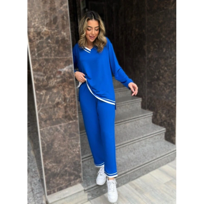 Kadın Uzun Kollu Ribana Detay Viskon Iki Iplik Ikili Takım