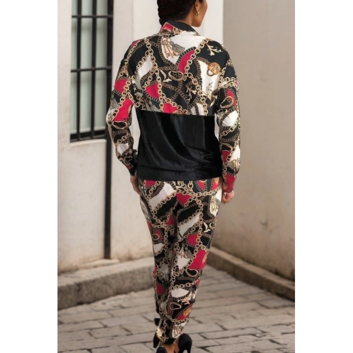 Kadın Uzun Kollu V Yaka Göğüs Altı Kadife Detay Mikro Ikili Takım