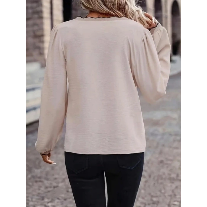 Kadın Uzun Kollu V Yakalı Aerobin Bluz